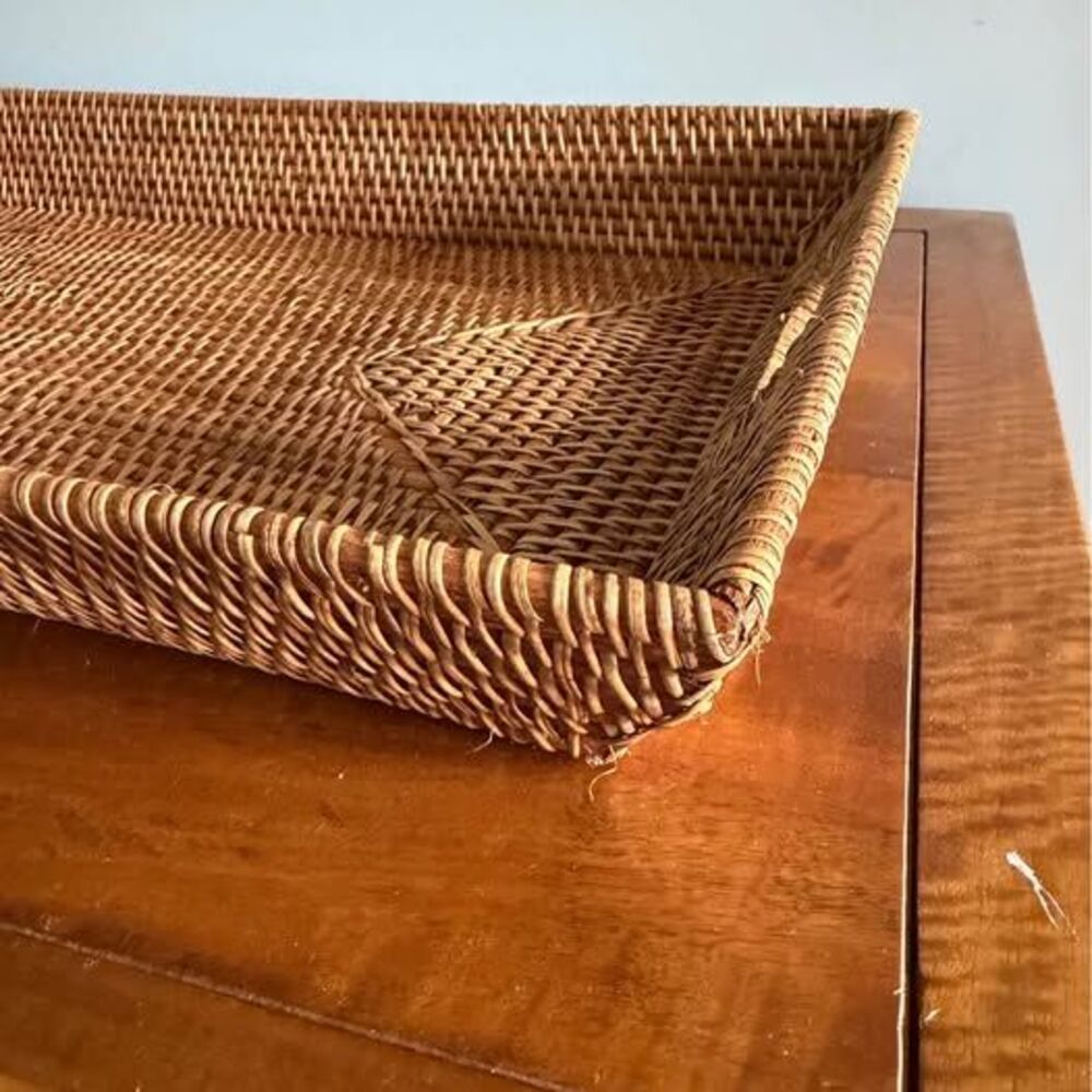 Rectangular Woven Rattan Serving Tray - Picture 2 of 7